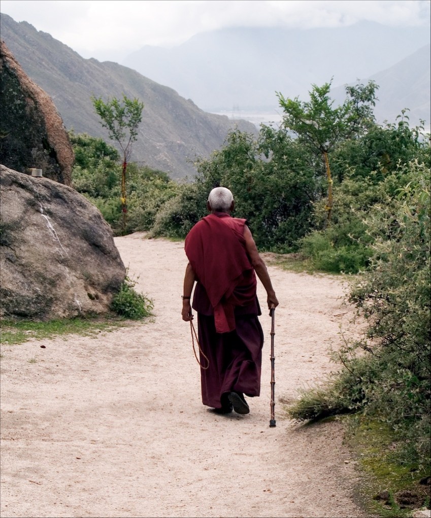 Monk with Cane
